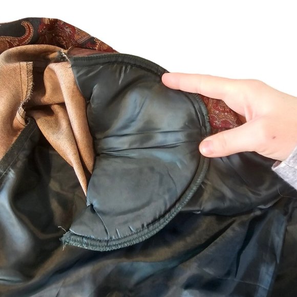 VTG 80s 90s Womens XL Dark Green Maroon Paisley Evening Blazer‎ One Button Thin - Picture 8 of 9